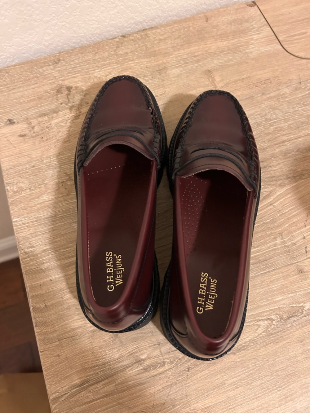 New G.H.Bass Grace Super Lug Loafers Anthropologie Wine - Picture 6 of 6